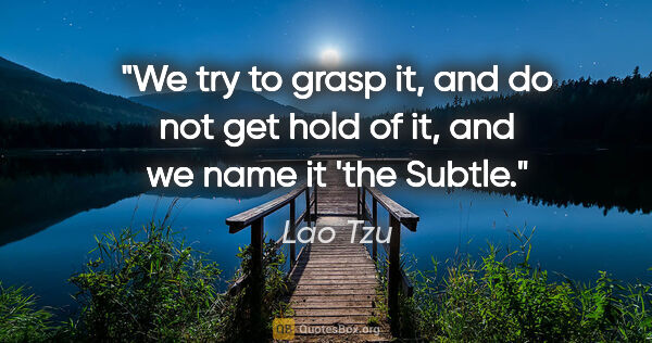 Lao Tzu quote: "We try to grasp it, and do not get hold of it, and we name it..."