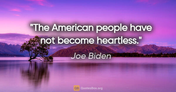 Joe Biden quote: "The American people have not become heartless."
