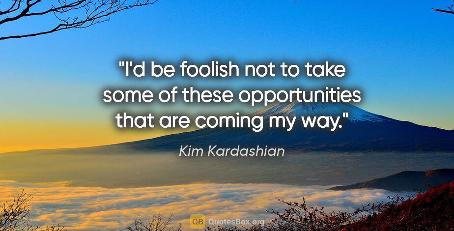 Kim Kardashian quote: "I'd be foolish not to take some of these opportunities that..."