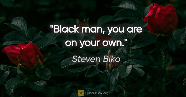 Steven Biko quote: "Black man, you are on your own."