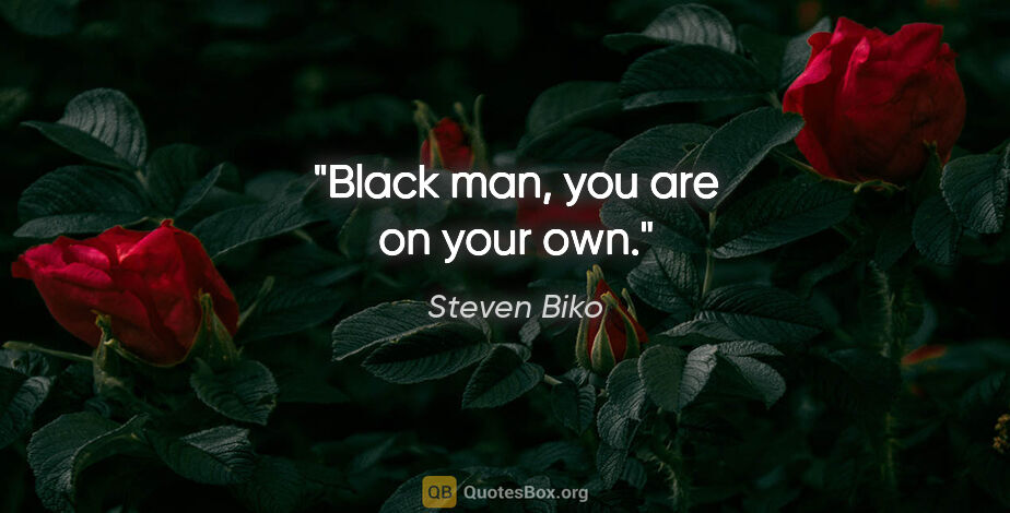 Steven Biko quote: "Black man, you are on your own."