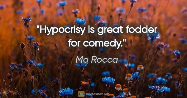 Mo Rocca quote: "Hypocrisy is great fodder for comedy."