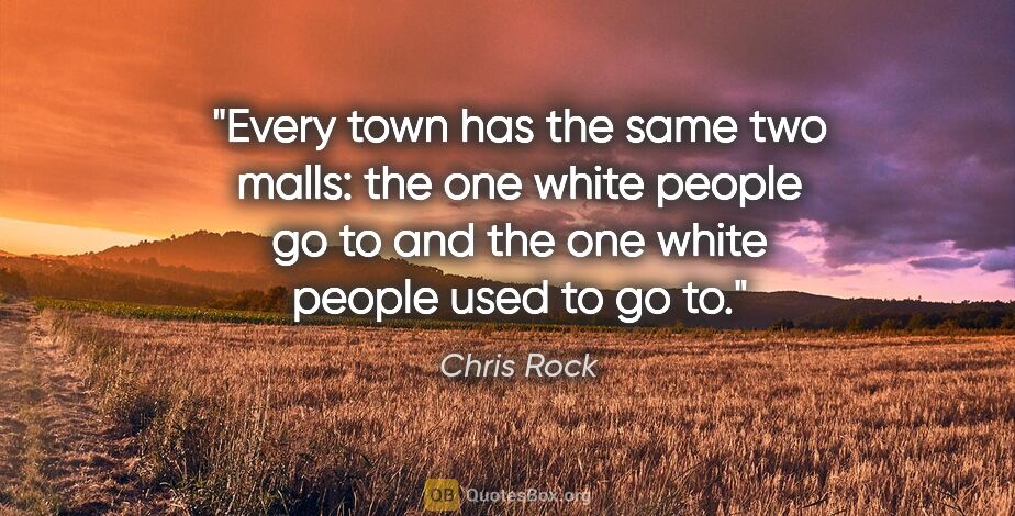 Chris Rock quote: "Every town has the same two malls: the one white people go to..."