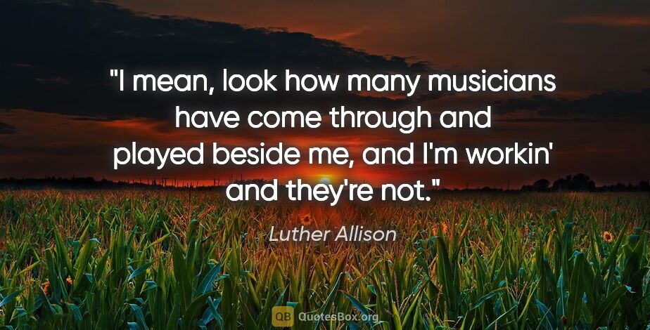 Luther Allison quote: "I mean, look how many musicians have come through and played..."