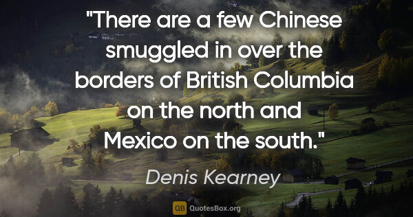 Denis Kearney quote: "There are a few Chinese smuggled in over the borders of..."