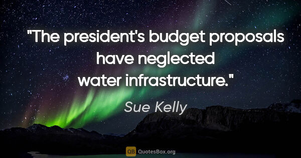 Sue Kelly quote: "The president's budget proposals have neglected water..."