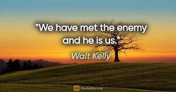 Walt Kelly quote: "We have met the enemy and he is us."