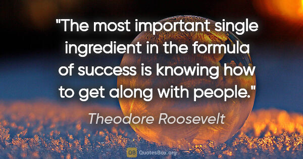Theodore Roosevelt quote: "The most important single ingredient in the formula of success..."