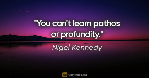 Nigel Kennedy quote: "You can't learn pathos or profundity."