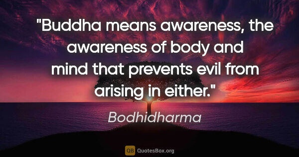Bodhidharma quote: "Buddha means awareness, the awareness of body and mind that..."