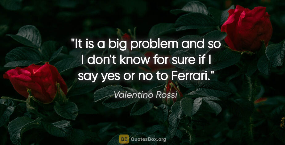 Valentino Rossi quote: "It is a big problem and so I don't know for sure if I say yes..."