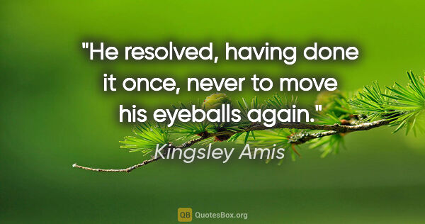 Kingsley Amis quote: "He resolved, having done it once, never to move his eyeballs..."