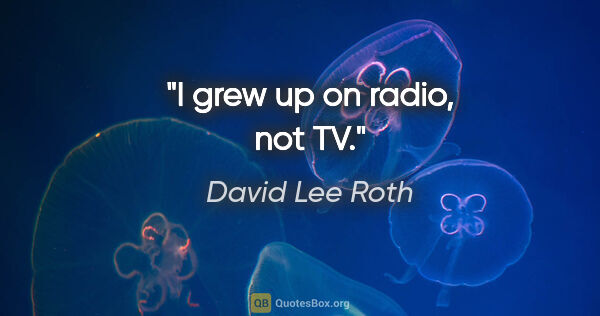 David Lee Roth quote: "I grew up on radio, not TV."