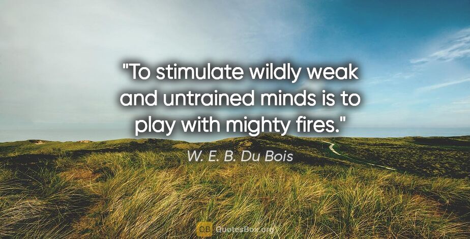W. E. B. Du Bois quote: "To stimulate wildly weak and untrained minds is to play with..."