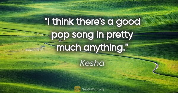 Kesha quote: "I think there's a good pop song in pretty much anything."