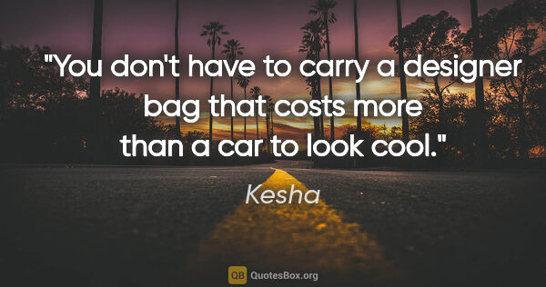 Kesha quote: "You don't have to carry a designer bag that costs more than a..."