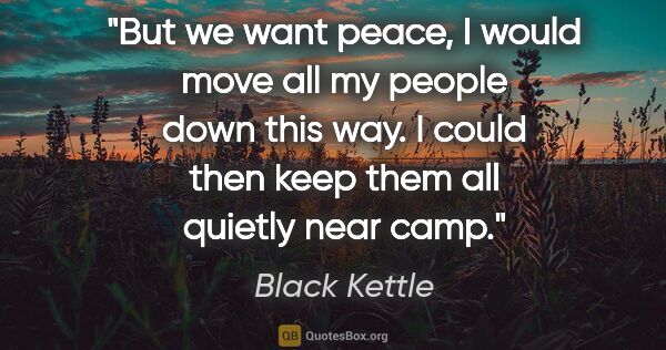 Black Kettle quote: "But we want peace, I would move all my people down this way. I..."