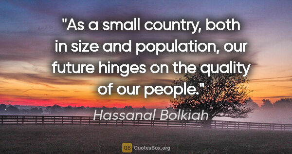 Hassanal Bolkiah quote: "As a small country, both in size and population, our future..."