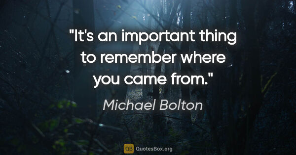 Michael Bolton quote: "It's an important thing to remember where you came from."