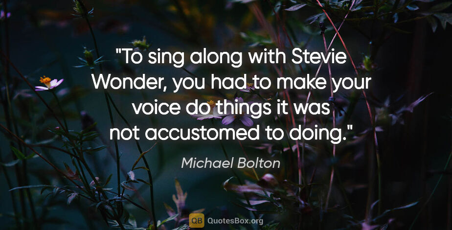 Michael Bolton quote: "To sing along with Stevie Wonder, you had to make your voice..."