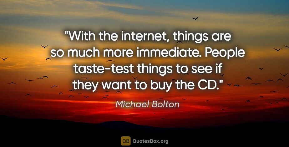 Michael Bolton quote: "With the internet, things are so much more immediate. People..."