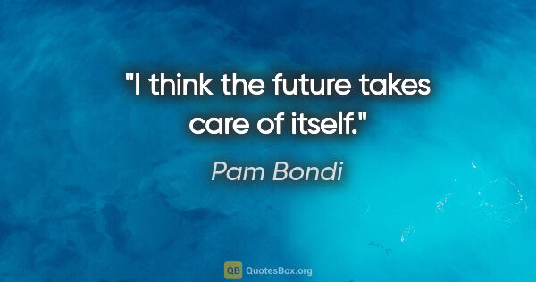 Pam Bondi quote: "I think the future takes care of itself."