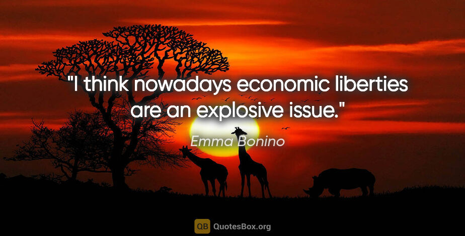 Emma Bonino quote: "I think nowadays economic liberties are an explosive issue."