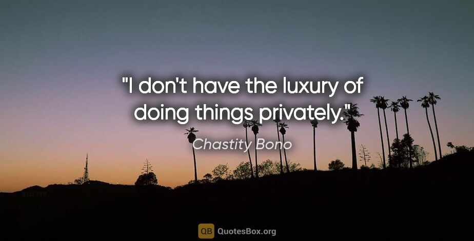 Chastity Bono quote: "I don't have the luxury of doing things privately."
