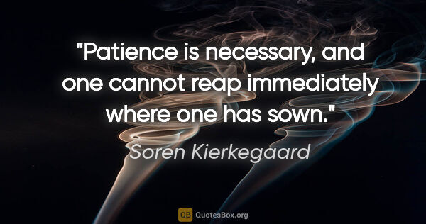 Soren Kierkegaard quote: "Patience is necessary, and one cannot reap immediately where..."