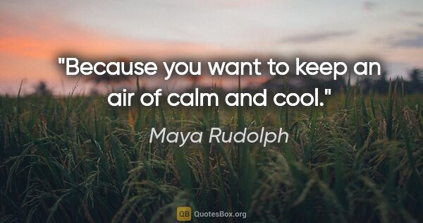 Maya Rudolph quote: "Because you want to keep an air of calm and cool."