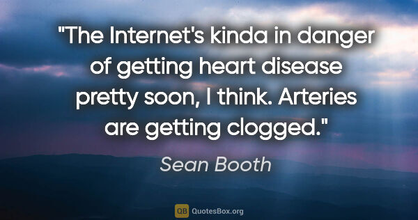 Sean Booth quote: "The Internet's kinda in danger of getting heart disease pretty..."