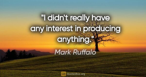 Mark Ruffalo quote: "I didn't really have any interest in producing anything."