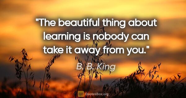 B. B. King quote: "The beautiful thing about learning is nobody can take it away..."