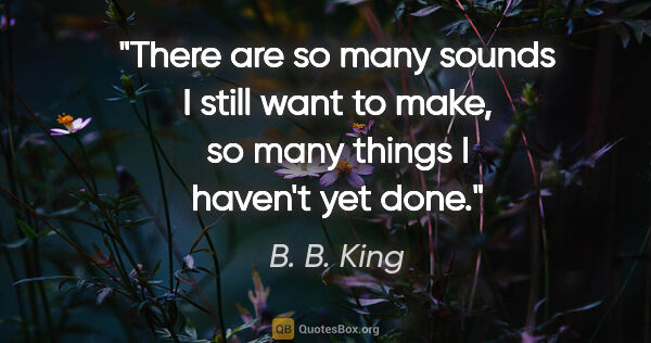 B. B. King quote: "There are so many sounds I still want to make, so many things..."