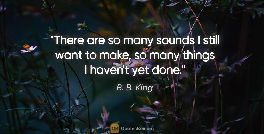 B. B. King quote: "There are so many sounds I still want to make, so many things..."