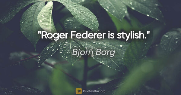 Bjorn Borg quote: "Roger Federer is stylish."