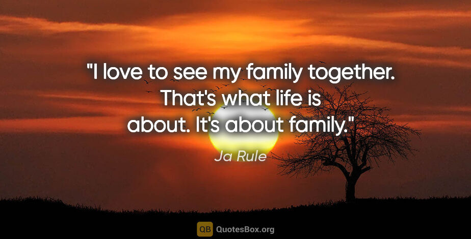 Ja Rule quote: "I love to see my family together. That's what life is about...."