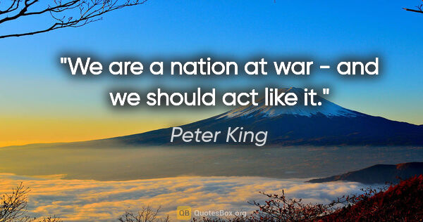 Peter King quote: "We are a nation at war - and we should act like it."