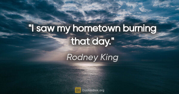 Rodney King quote: "I saw my hometown burning that day."