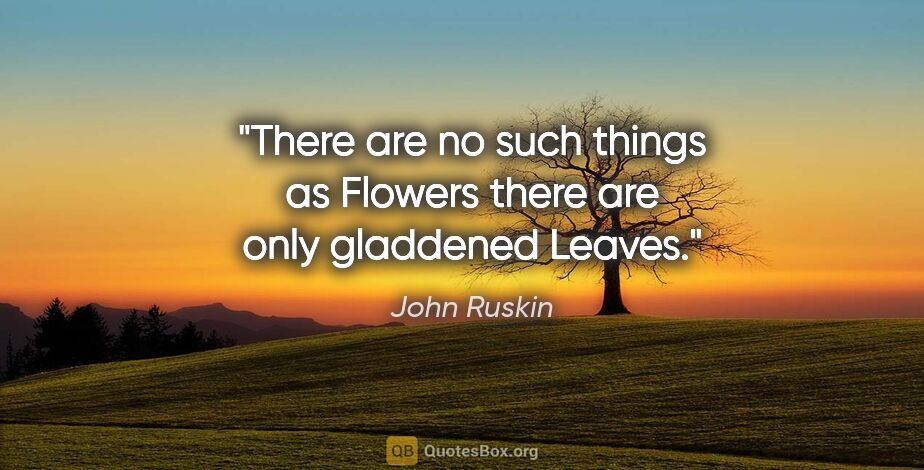 John Ruskin quote: "There are no such things as Flowers there are only gladdened..."