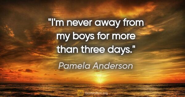 Pamela Anderson quote: "I'm never away from my boys for more than three days."