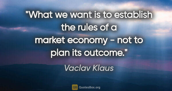 Vaclav Klaus quote: "What we want is to establish the rules of a market economy -..."