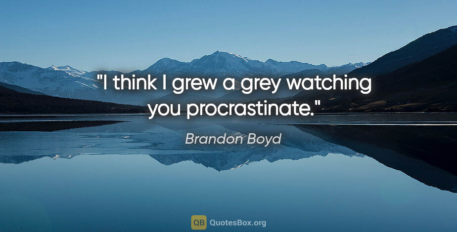 Brandon Boyd quote: "I think I grew a grey watching you procrastinate."