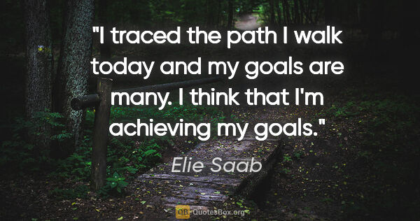 Elie Saab quote: "I traced the path I walk today and my goals are many. I think..."