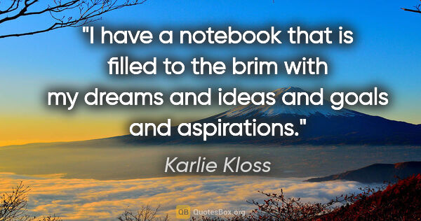 Karlie Kloss quote: "I have a notebook that is filled to the brim with my dreams..."