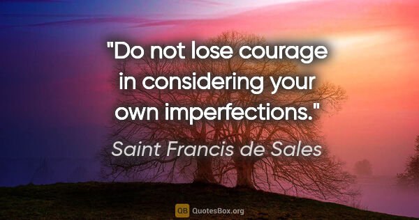Saint Francis de Sales quote: "Do not lose courage in considering your own imperfections."
