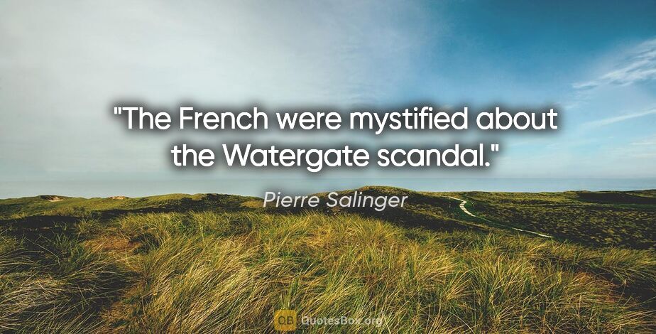 Pierre Salinger quote: "The French were mystified about the Watergate scandal."