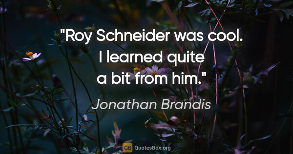 Jonathan Brandis quote: "Roy Schneider was cool. I learned quite a bit from him."