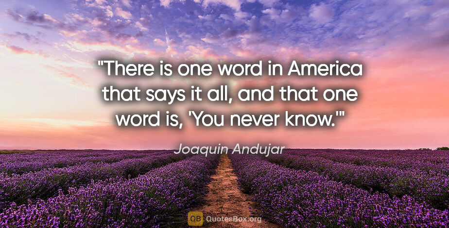 Joaquin Andujar quote: "There is one word in America that says it all, and that one..."