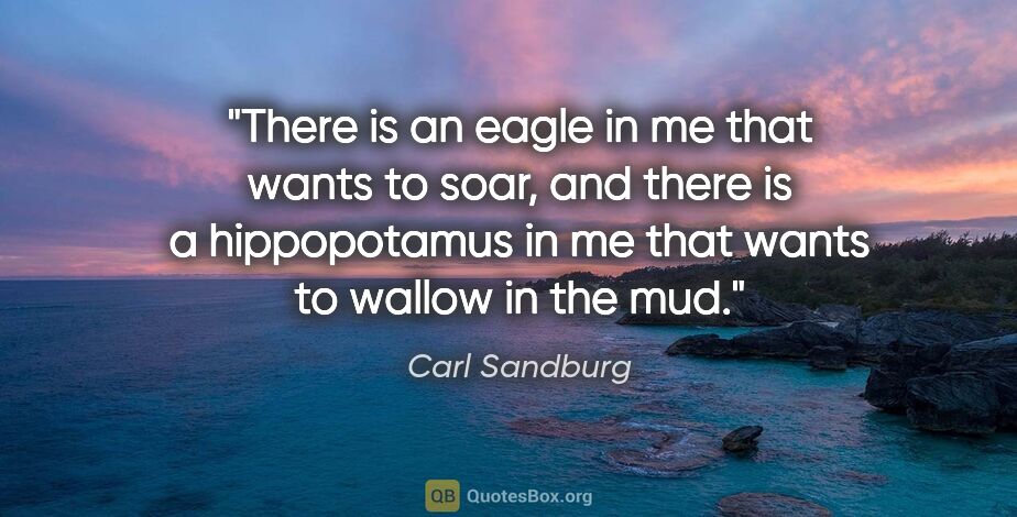 Carl Sandburg quote: "There is an eagle in me that wants to soar, and there is a..."